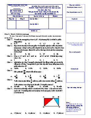 Đề kiểm tra năng lực đầu vào môn Toán Lớp 6 - Mã đề 102 - Năm học 2020-2021 - Phòng giáo dục và đào tạo Bắc Ninh